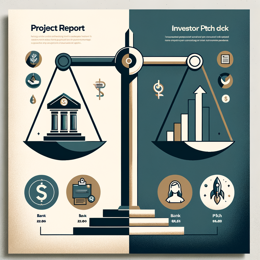 What are the differences between project reports for bank loans and investor pitch decks?