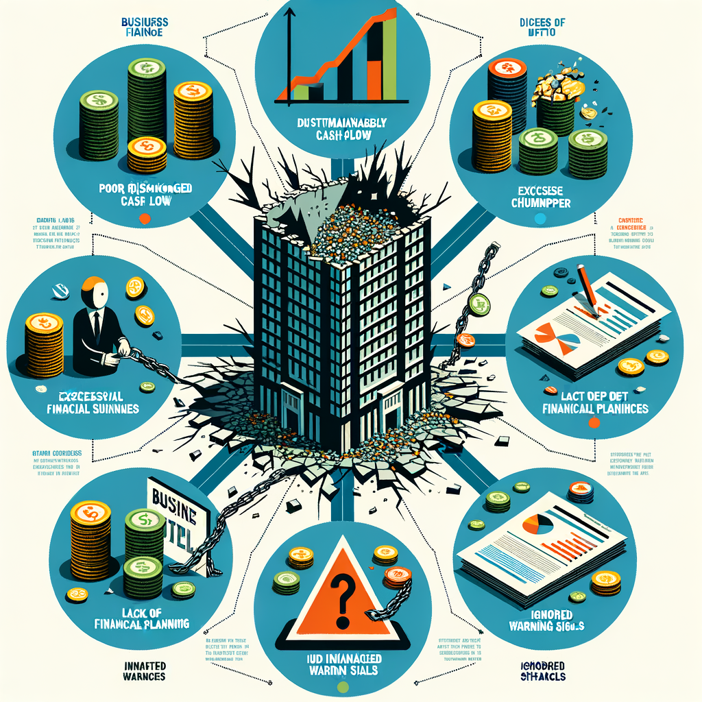 How do mismanaged finances contribute to business collapse?