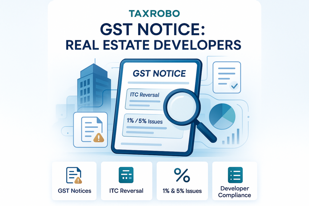 GST Notice for Real Estate Developers – ITC Reversal & 1%/5% Issues Explained