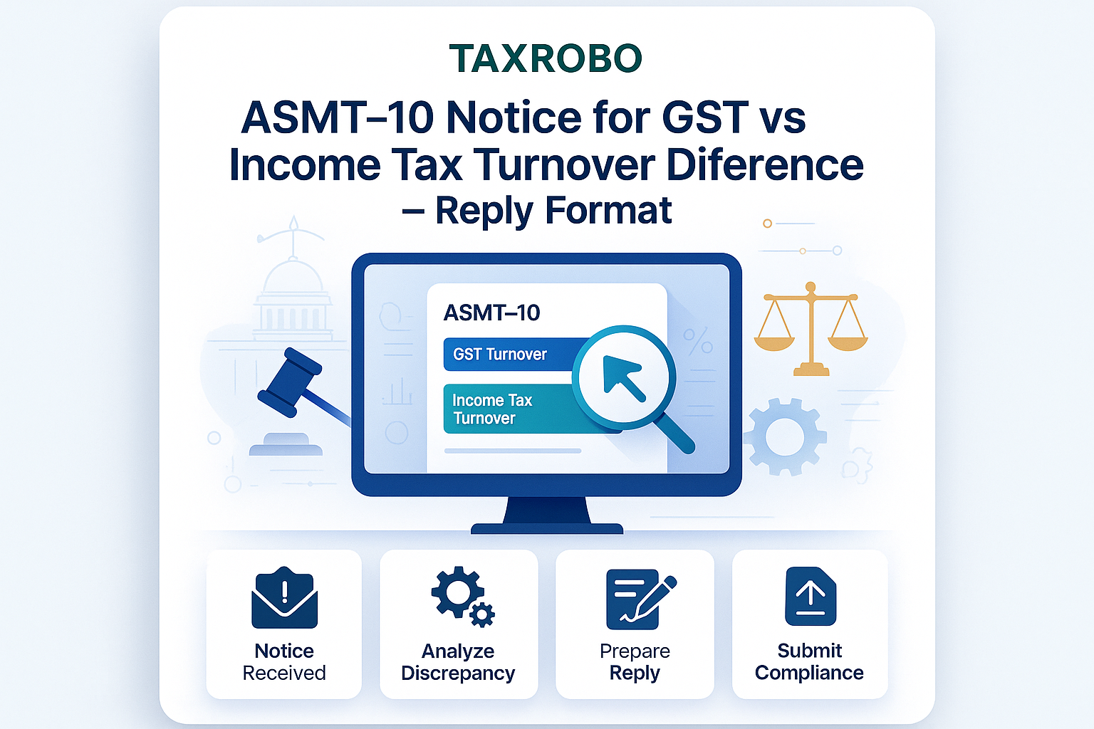ASMT-10 Notice for GST vs Income Tax Turnover Difference – Reply Format