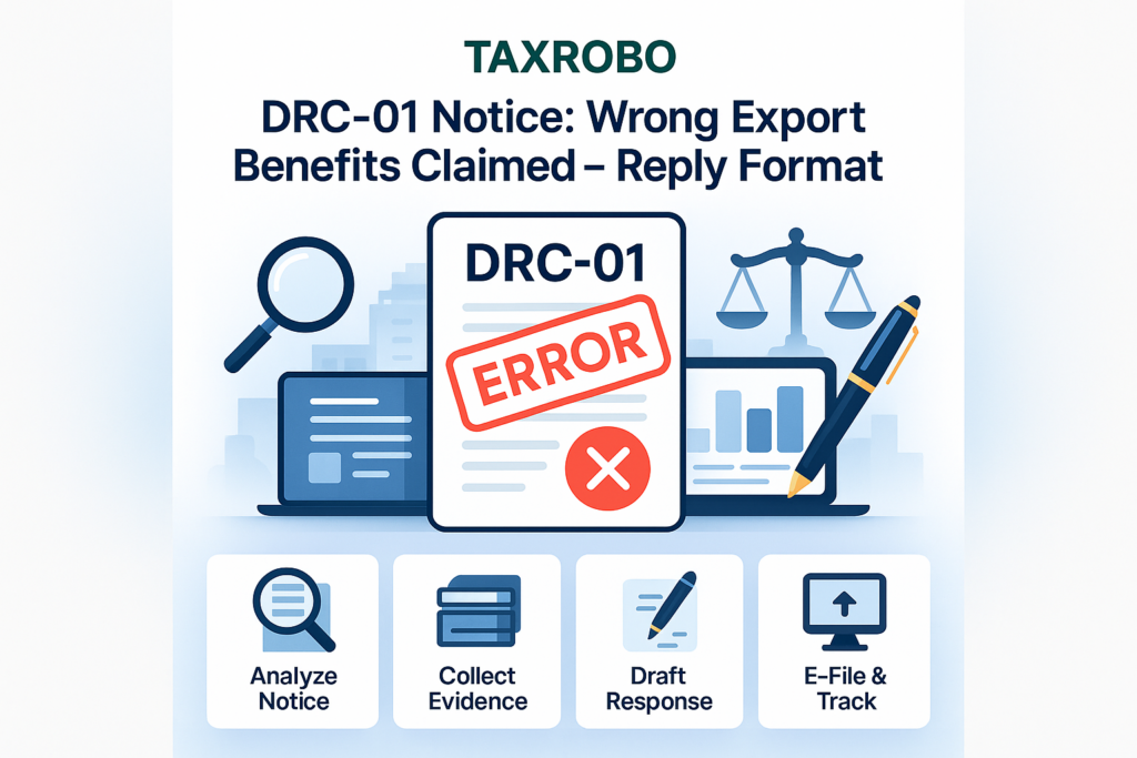 DRC-01 Notice for Wrong Export Benefits Claimed – Reply Format