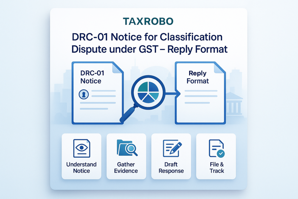 DRC-01 Notice for Classification Dispute under GST – Reply Format