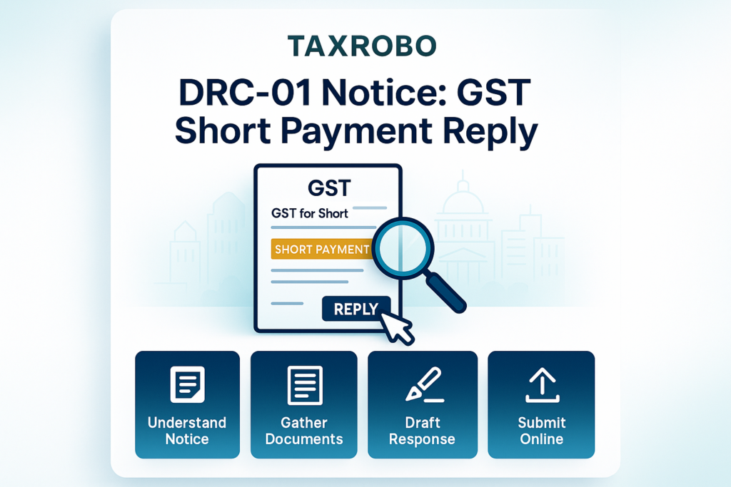 DRC-01 Notice for Short Payment of GST – Reply Format
