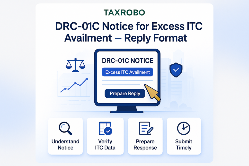 DRC-01C Notice for Excess ITC Availment – Reply Format