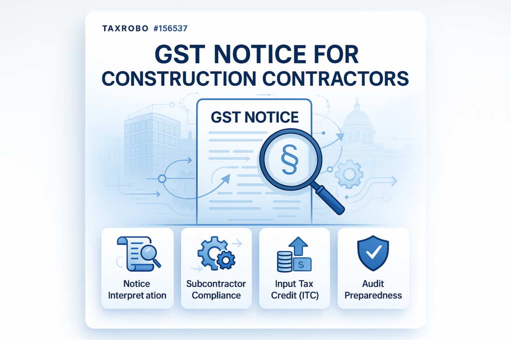 GST Notice for Construction Contractors – Subcontracting & ITC Issues