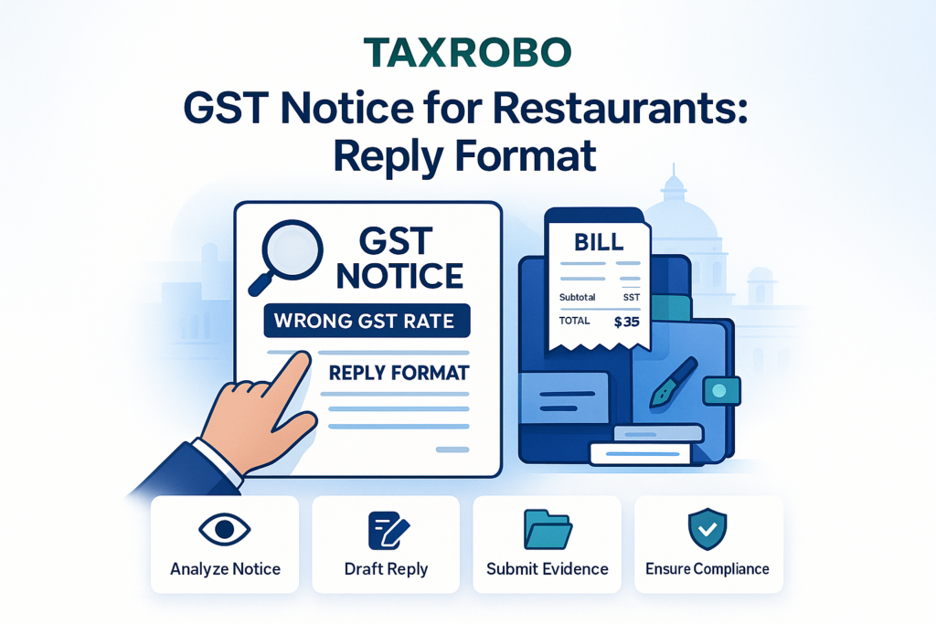 GST Notice for Restaurants – Wrong GST Rate Reply Format