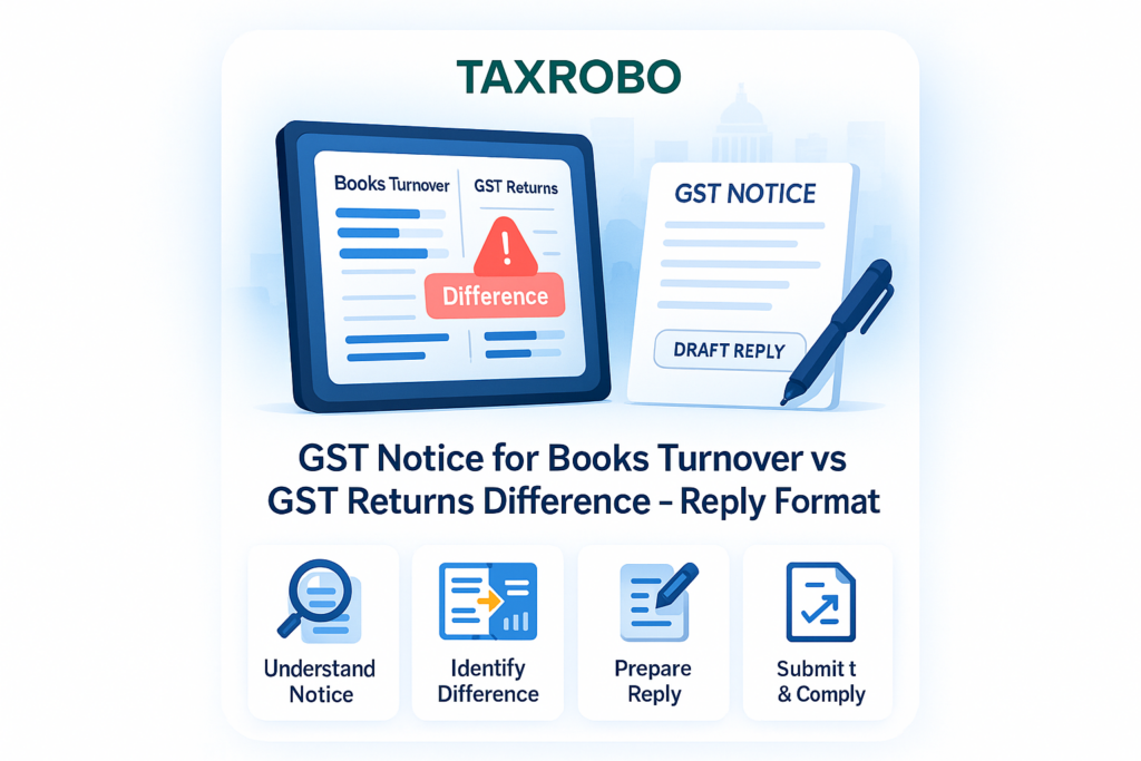 GST Notice for Books Turnover vs GST Returns Difference – Reply Format