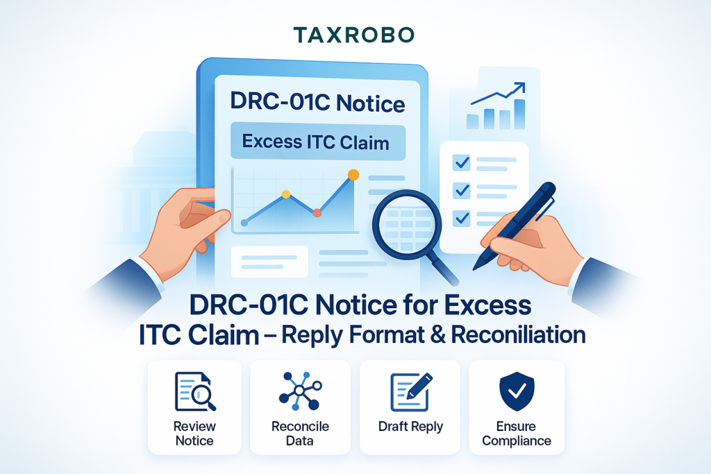 DRC-01C Notice for Excess ITC Claim – Reply Format & Reconciliation