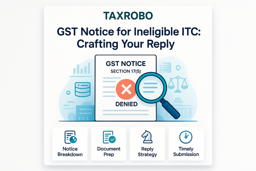 GST Notice for Ineligible ITC under Section 17(5) – Reply Format