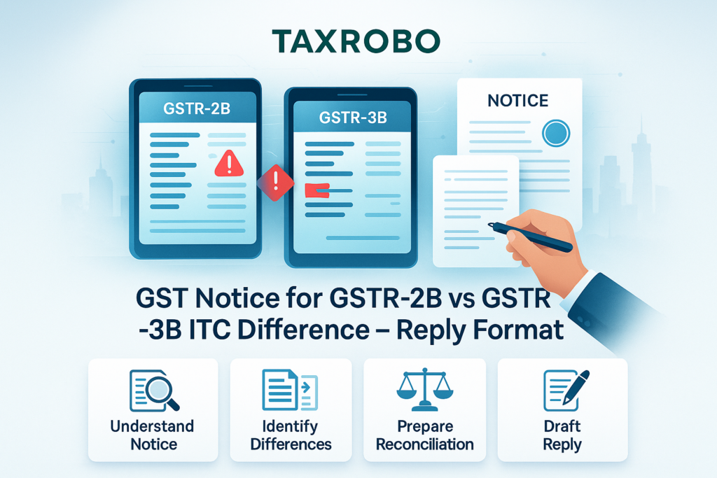 GST Notice for GSTR-2B vs GSTR-3B ITC Difference – Reply Format