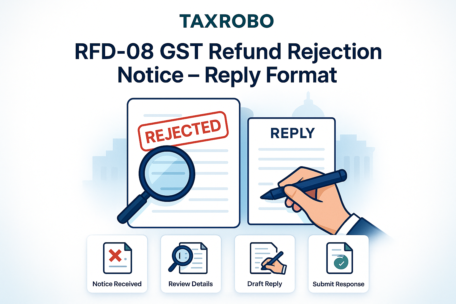 RFD-08 GST Refund Rejection Notice – Reply Format