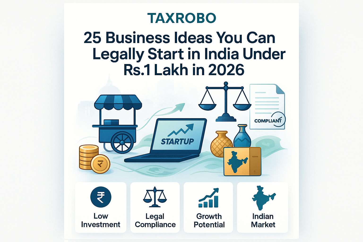 25 Business Ideas You Can Legally Start in India Under Rs.1 Lakh in 2026